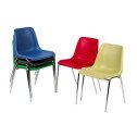 Chaise coque en plastique piétinement chromé rond