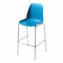 Chaise coque en plastique piétinement haut chromé rond