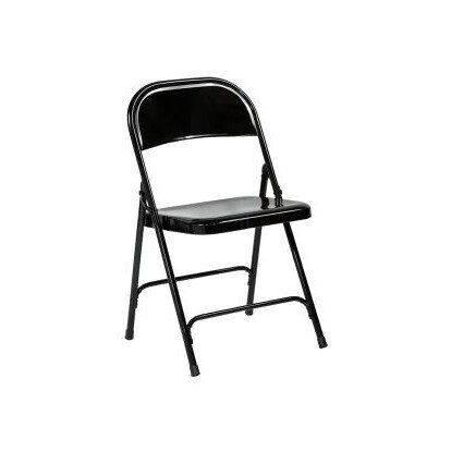 Chaise pliante acier & skaï noir