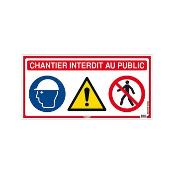 Panneau signalétique 4 en 1 Chantier interdit au public