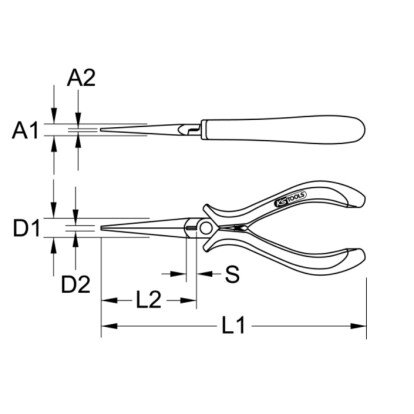 Pince électronique bec long - droit - 160mm