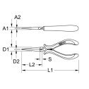 Pince électronique bec long - droit - 160mm