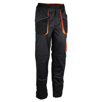 Pantalon de travail 245G/M² Polyester/ Coton noir et orange PRAGUO