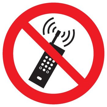 Panneau "interdiction d'activer des téléphones mobiles"