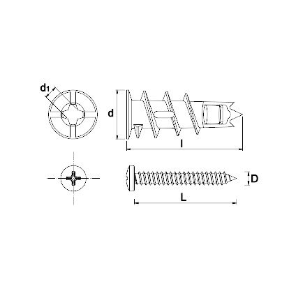 Cheville autoforeuse métallique DRA-02 pour plaque de platre - Boite de 100