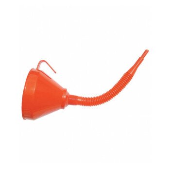 Entonnoir plastique D.160 Orange avec tube flexible 30 cm bec rigide