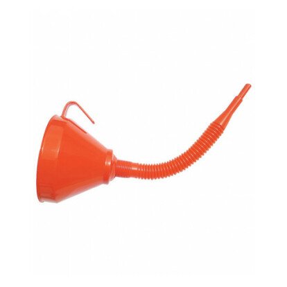 Entonnoir plastique D.160 Orange avec tube flexible 30 cm bec rigide